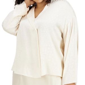 Alfani Women's Long Sleeve Plus Size Collared Blouse